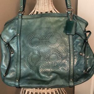 Coach Audrey Lagoon Purse Turquoise